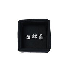 Chanel Brooch Set of 3- Perfume Number 5 Clover Crystal Silver